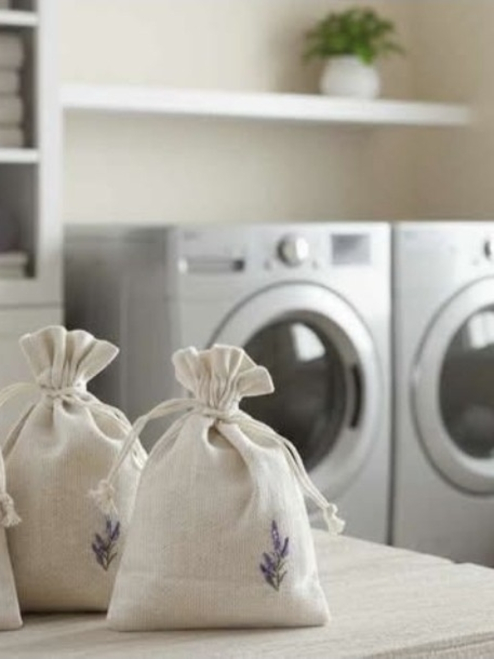 Cream Linen Lavender Sachet - Natural Closet Freshener